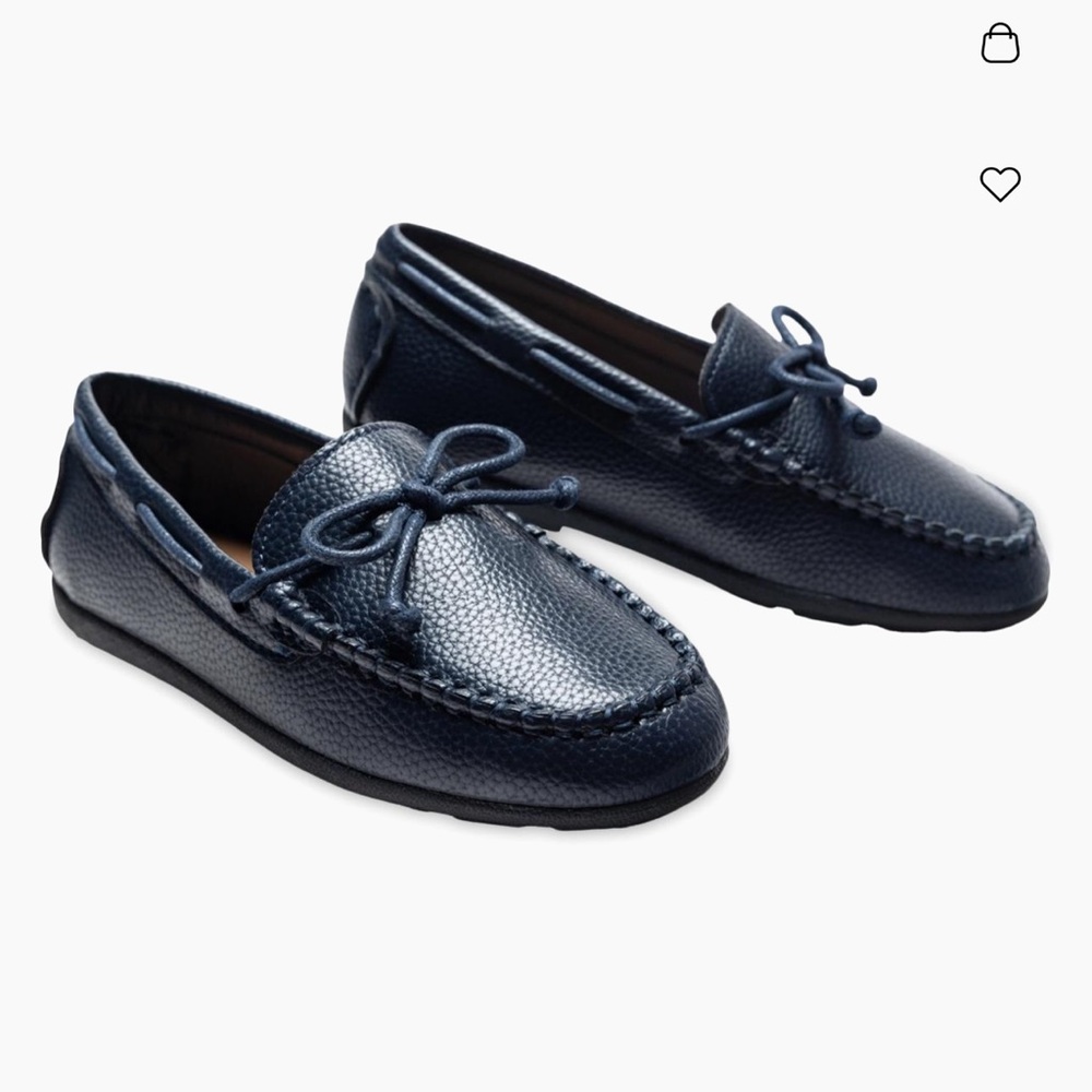 Moustache Leather Moccasin Loafers in navy